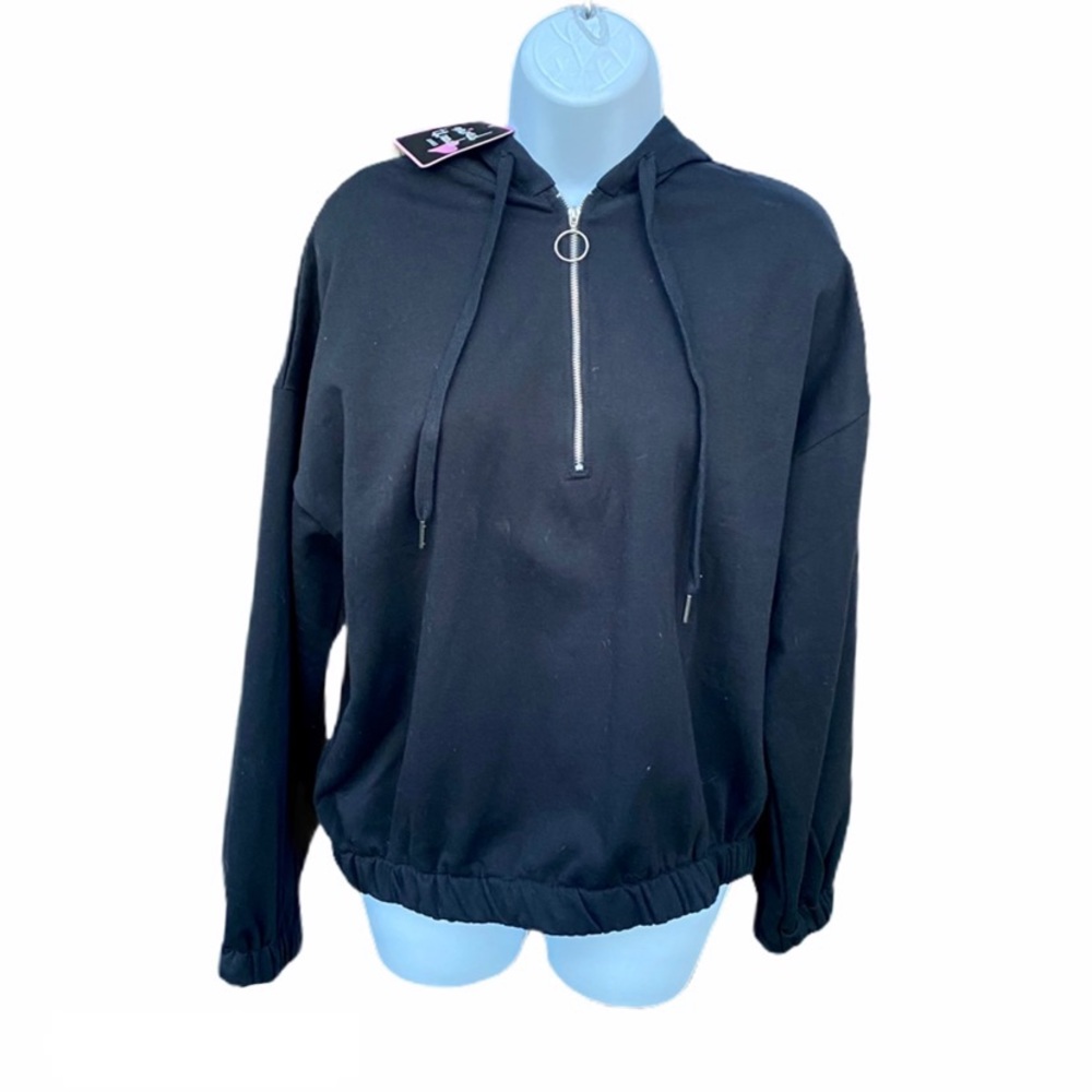 Mixed Threads Black O Ring Fleece Cozy Hoodie